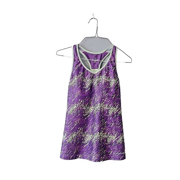 Moving Comfort Tank Top Purple Lime Women Pocket Shelf Bra Size Medium - Picture 1 of 5
